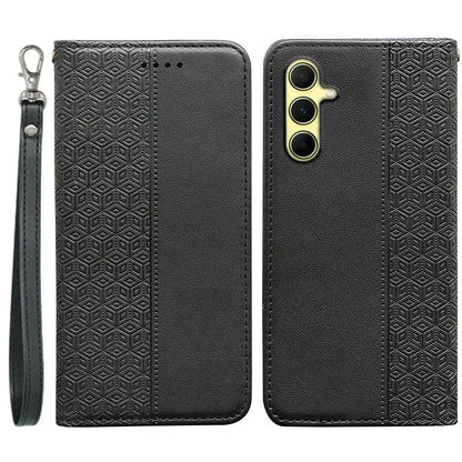 For Samsung Galaxy A55 5G Wallet Phone Case Strong Magnetic Checkered Pattern Imprint Leather Flip Cover
