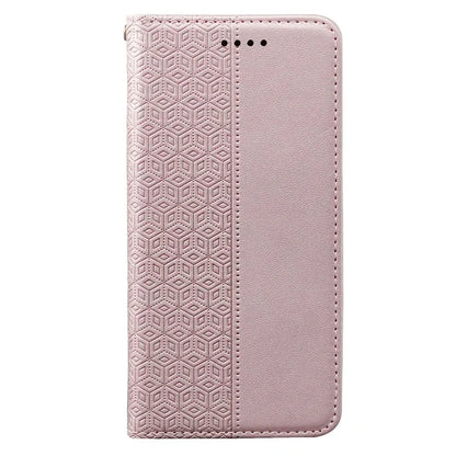 For Samsung Galaxy A55 5G Wallet Phone Case Strong Magnetic Checkered Pattern Imprint Leather Flip Cover