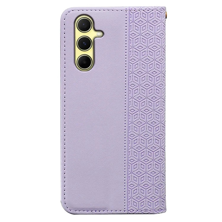 For Samsung Galaxy A55 5G Wallet Phone Case Strong Magnetic Checkered Pattern Imprint Leather Flip Cover
