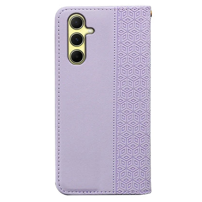 For Samsung Galaxy A55 5G Wallet Phone Case Strong Magnetic Checkered Pattern Imprint Leather Flip Cover