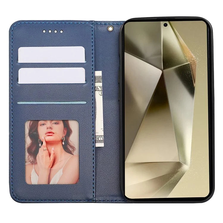 For Samsung Galaxy S24 Ultra Wallet Phone Case Strong Magnetic Checkered Pattern Imprint Leather Flip Cover