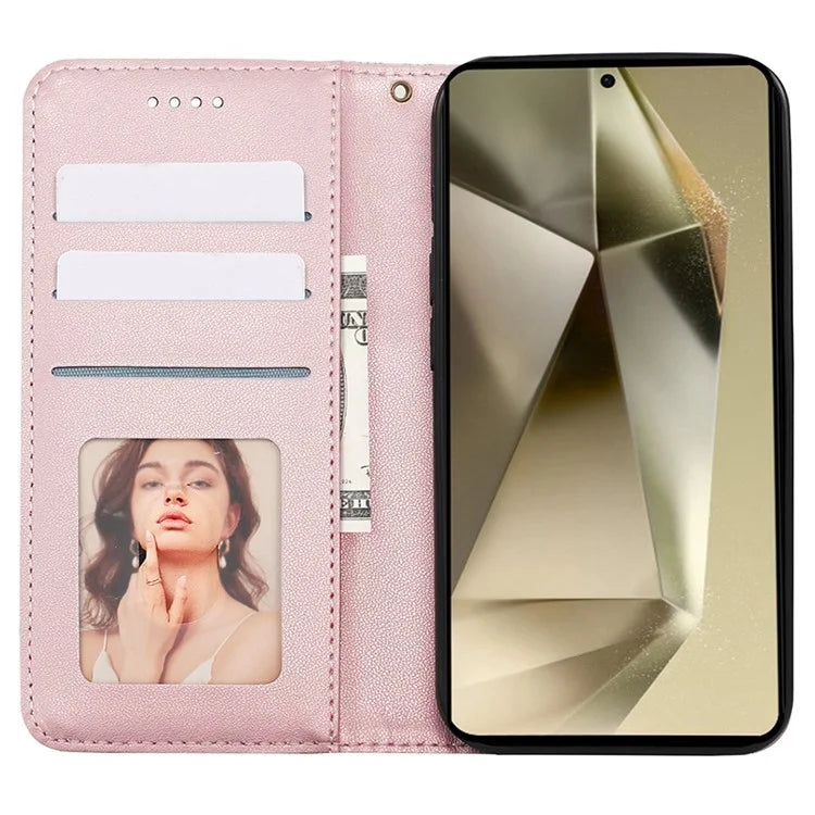 For Samsung Galaxy S24 Ultra Wallet Phone Case Strong Magnetic Checkered Pattern Imprint Leather Flip Cover