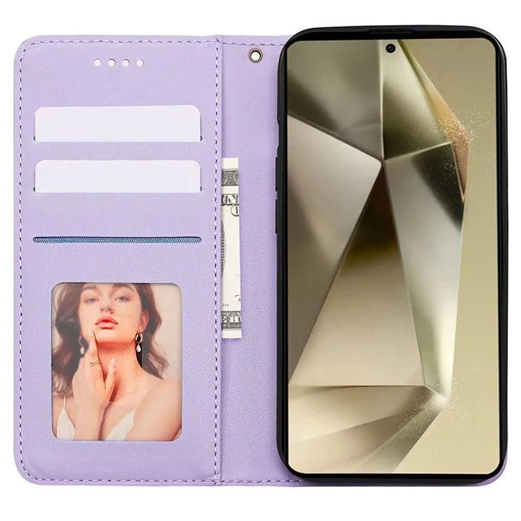 For Samsung Galaxy S24 Ultra Wallet Phone Case Strong Magnetic Checkered Pattern Imprint Leather Flip Cover