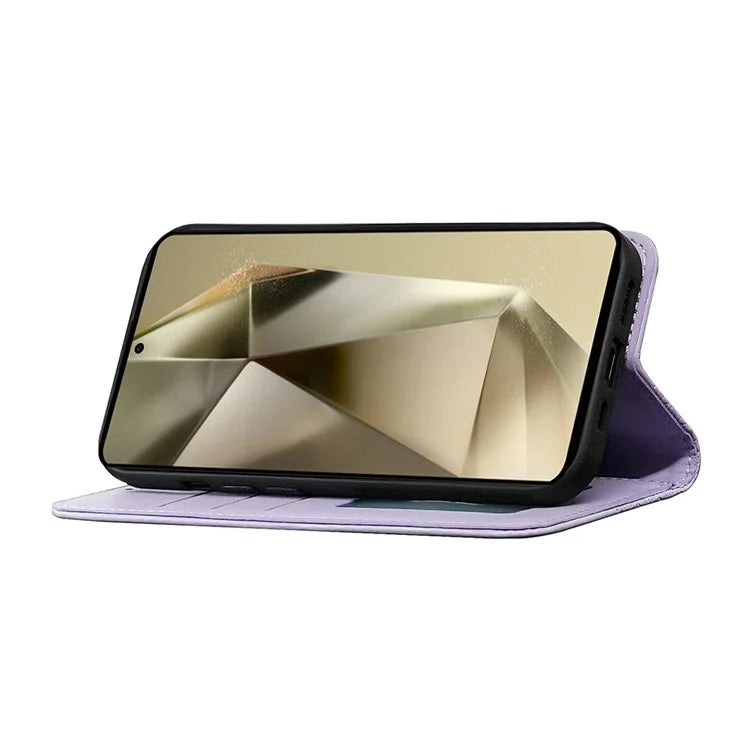 For Samsung Galaxy S24 Ultra Wallet Phone Case Strong Magnetic Checkered Pattern Imprint Leather Flip Cover
