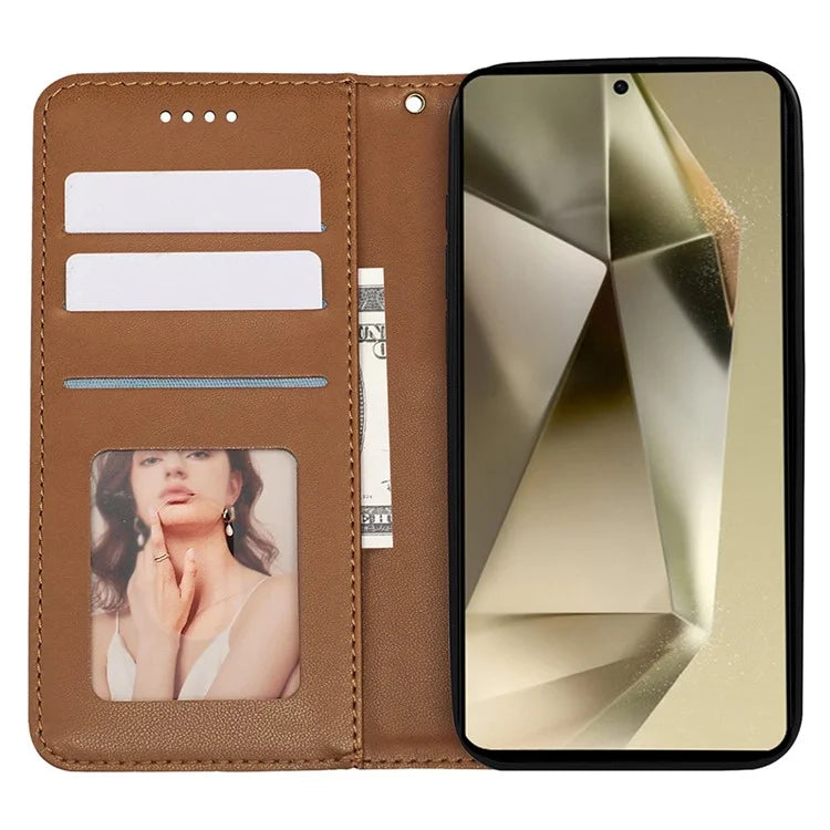 For Samsung Galaxy S24 Ultra Wallet Phone Case Strong Magnetic Checkered Pattern Imprint Leather Flip Cover
