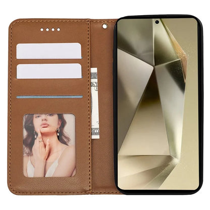 For Samsung Galaxy S24 Ultra Wallet Phone Case Strong Magnetic Checkered Pattern Imprint Leather Flip Cover