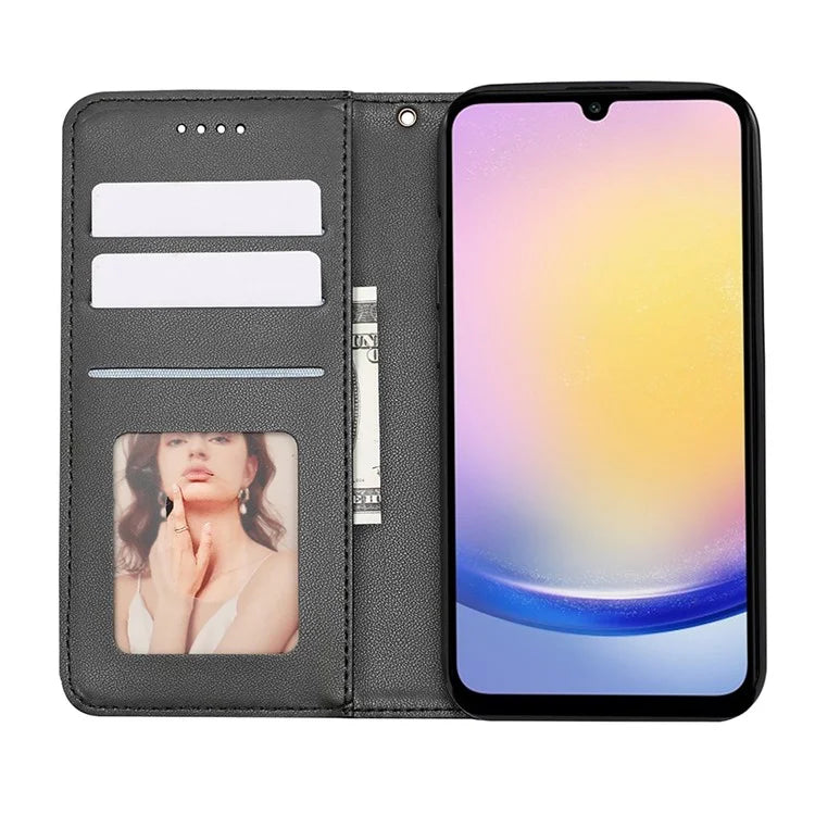 For Samsung Galaxy A15 4G / 5G Wallet Phone Case Strong Magnetic Checkered Pattern Imprint Leather Flip Cover