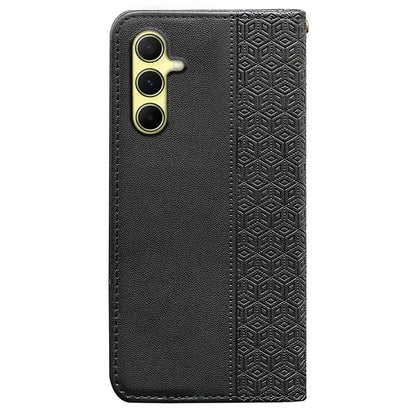 For Samsung Galaxy A15 4G / 5G Wallet Phone Case Strong Magnetic Checkered Pattern Imprint Leather Flip Cover