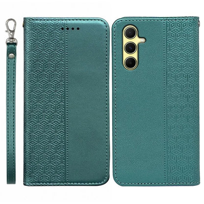For Samsung Galaxy A15 4G / 5G Wallet Phone Case Strong Magnetic Checkered Pattern Imprint Leather Flip Cover