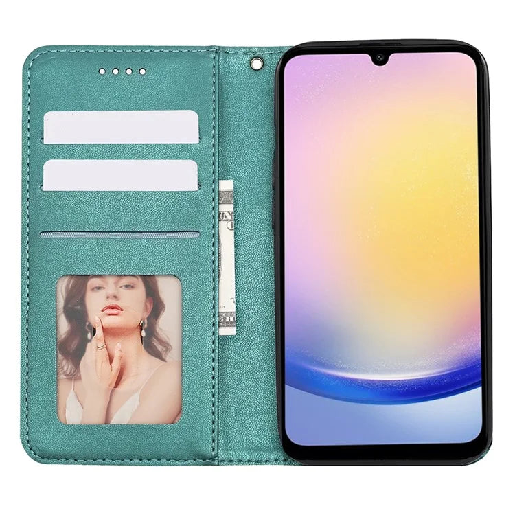 For Samsung Galaxy A15 4G / 5G Wallet Phone Case Strong Magnetic Checkered Pattern Imprint Leather Flip Cover