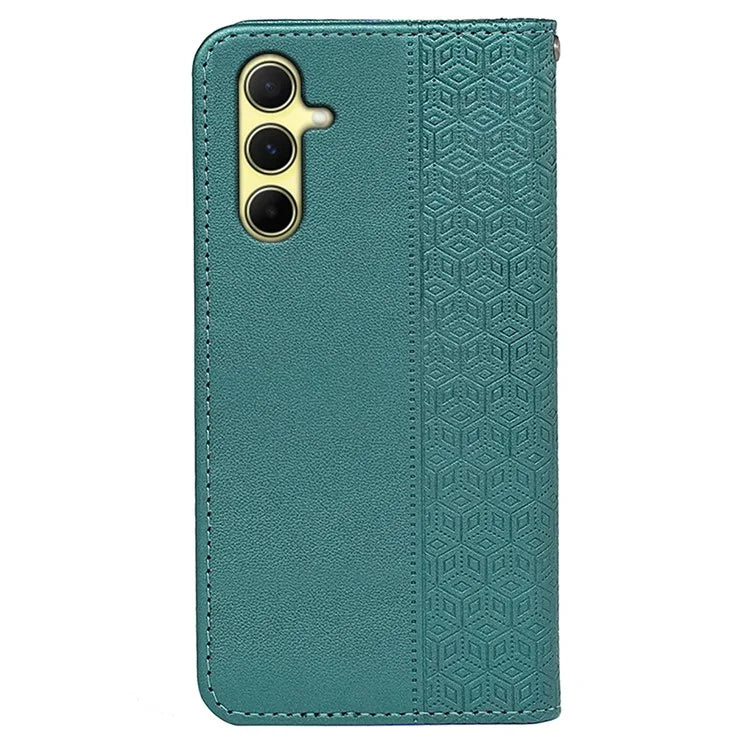 For Samsung Galaxy A15 4G / 5G Wallet Phone Case Strong Magnetic Checkered Pattern Imprint Leather Flip Cover