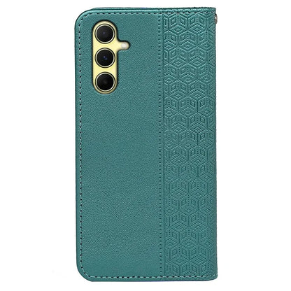 For Samsung Galaxy A15 4G / 5G Wallet Phone Case Strong Magnetic Checkered Pattern Imprint Leather Flip Cover