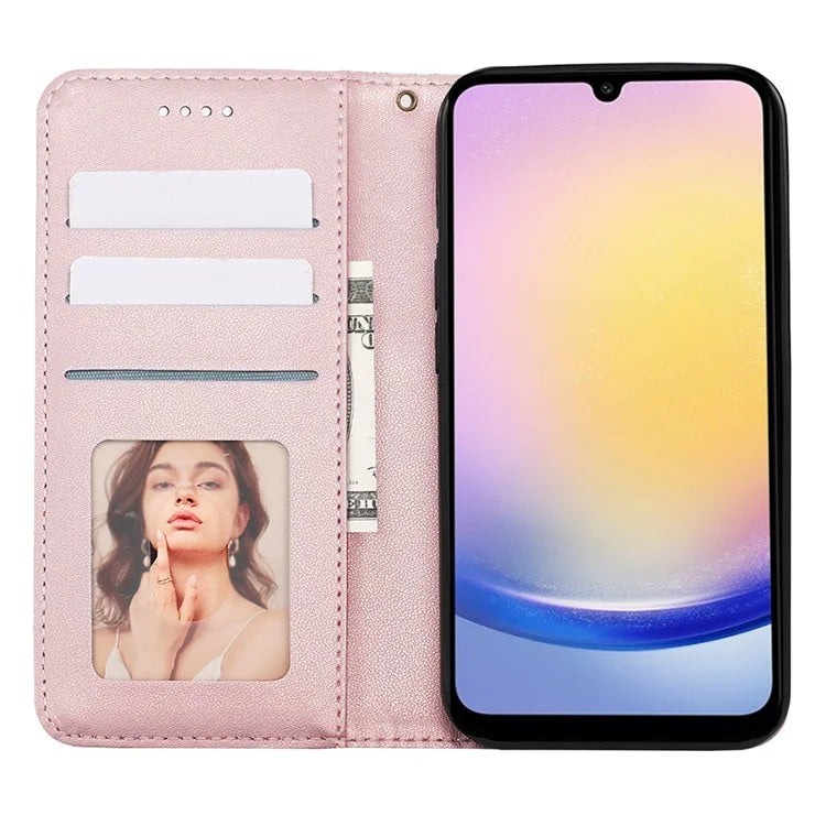 For Samsung Galaxy A15 4G / 5G Wallet Phone Case Strong Magnetic Checkered Pattern Imprint Leather Flip Cover