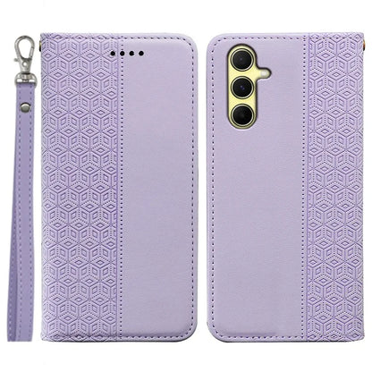 For Samsung Galaxy A15 4G / 5G Wallet Phone Case Strong Magnetic Checkered Pattern Imprint Leather Flip Cover