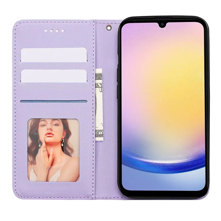 For Samsung Galaxy A15 4G / 5G Wallet Phone Case Strong Magnetic Checkered Pattern Imprint Leather Flip Cover