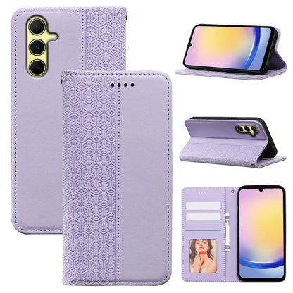 For Samsung Galaxy A15 4G / 5G Wallet Phone Case Strong Magnetic Checkered Pattern Imprint Leather Flip Cover
