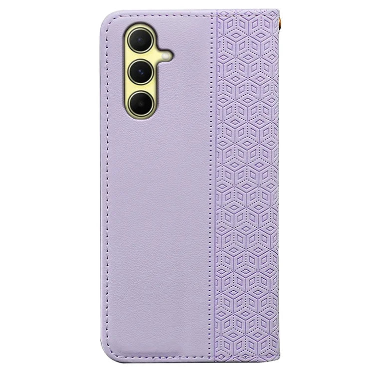 For Samsung Galaxy A15 4G / 5G Wallet Phone Case Strong Magnetic Checkered Pattern Imprint Leather Flip Cover