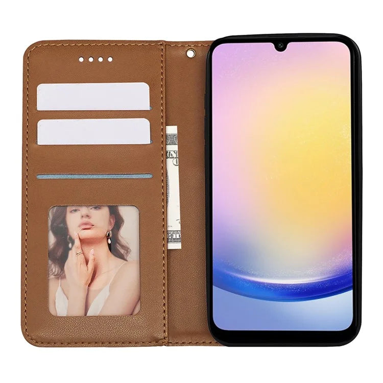 For Samsung Galaxy A15 4G / 5G Wallet Phone Case Strong Magnetic Checkered Pattern Imprint Leather Flip Cover