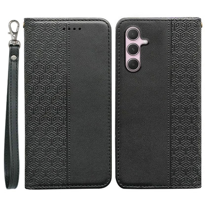 For Samsung Galaxy A35 5G Wallet Phone Case Strong Magnetic Checkered Pattern Imprint Leather Flip Cover