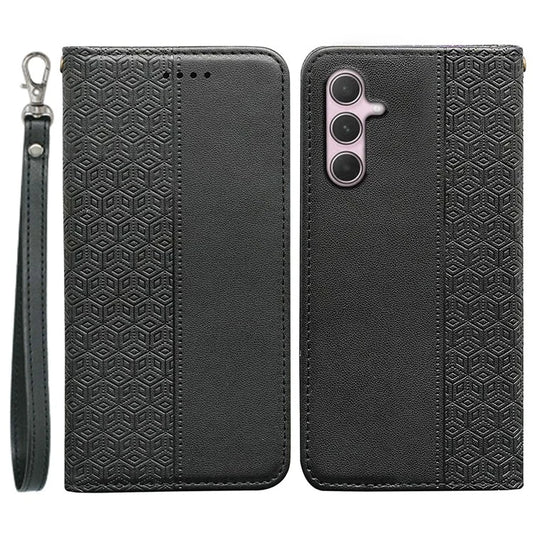 For Samsung Galaxy A35 5G Wallet Phone Case Strong Magnetic Checkered Pattern Imprint Leather Flip Cover