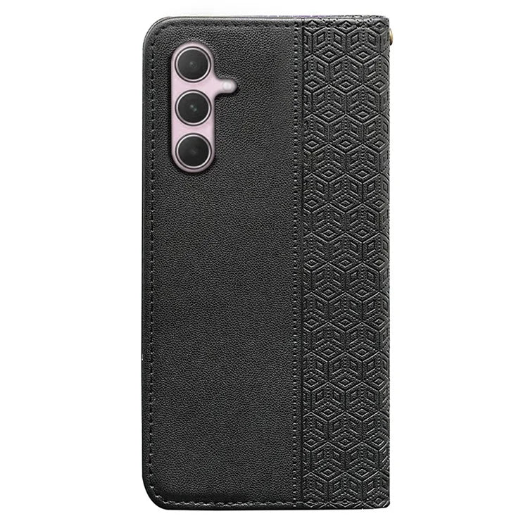 For Samsung Galaxy A35 5G Wallet Phone Case Strong Magnetic Checkered Pattern Imprint Leather Flip Cover