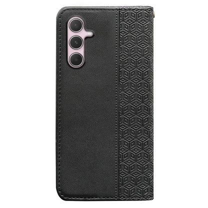 For Samsung Galaxy A35 5G Wallet Phone Case Strong Magnetic Checkered Pattern Imprint Leather Flip Cover