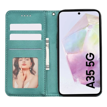 For Samsung Galaxy A35 5G Wallet Phone Case Strong Magnetic Checkered Pattern Imprint Leather Flip Cover
