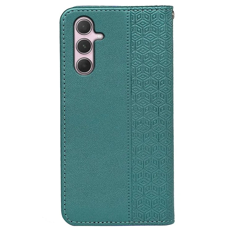 For Samsung Galaxy A35 5G Wallet Phone Case Strong Magnetic Checkered Pattern Imprint Leather Flip Cover