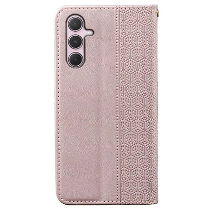 For Samsung Galaxy A35 5G Wallet Phone Case Strong Magnetic Checkered Pattern Imprint Leather Flip Cover