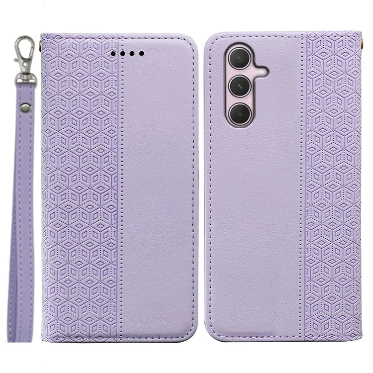For Samsung Galaxy A35 5G Wallet Phone Case Strong Magnetic Checkered Pattern Imprint Leather Flip Cover