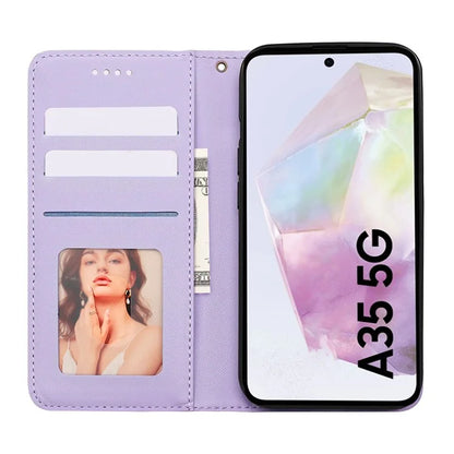 For Samsung Galaxy A35 5G Wallet Phone Case Strong Magnetic Checkered Pattern Imprint Leather Flip Cover