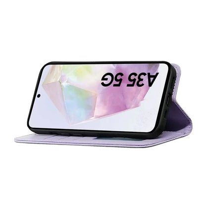 For Samsung Galaxy A35 5G Wallet Phone Case Strong Magnetic Checkered Pattern Imprint Leather Flip Cover
