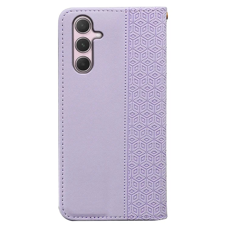 For Samsung Galaxy A35 5G Wallet Phone Case Strong Magnetic Checkered Pattern Imprint Leather Flip Cover