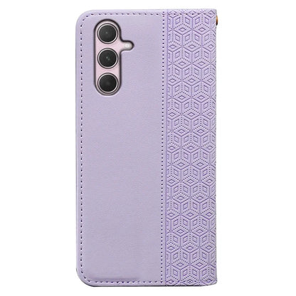 For Samsung Galaxy A35 5G Wallet Phone Case Strong Magnetic Checkered Pattern Imprint Leather Flip Cover