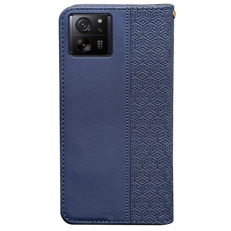 For Xiaomi 14T Wallet Phone Case Strong Magnetic Checkered Pattern Imprint Leather Flip Cover