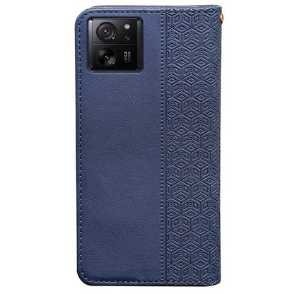 For Xiaomi 14T Wallet Phone Case Strong Magnetic Checkered Pattern Imprint Leather Flip Cover