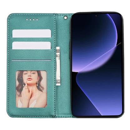 For Xiaomi 14T Wallet Phone Case Strong Magnetic Checkered Pattern Imprint Leather Flip Cover
