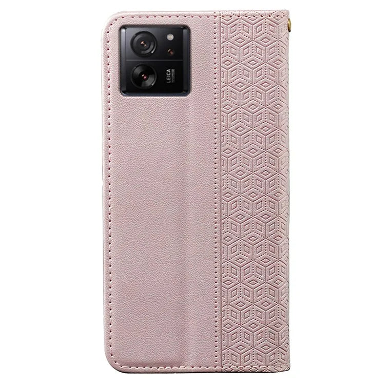 For Xiaomi 14T Wallet Phone Case Strong Magnetic Checkered Pattern Imprint Leather Flip Cover