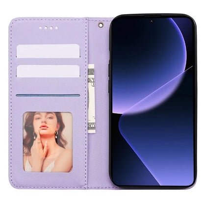 For Xiaomi 14T Wallet Phone Case Strong Magnetic Checkered Pattern Imprint Leather Flip Cover