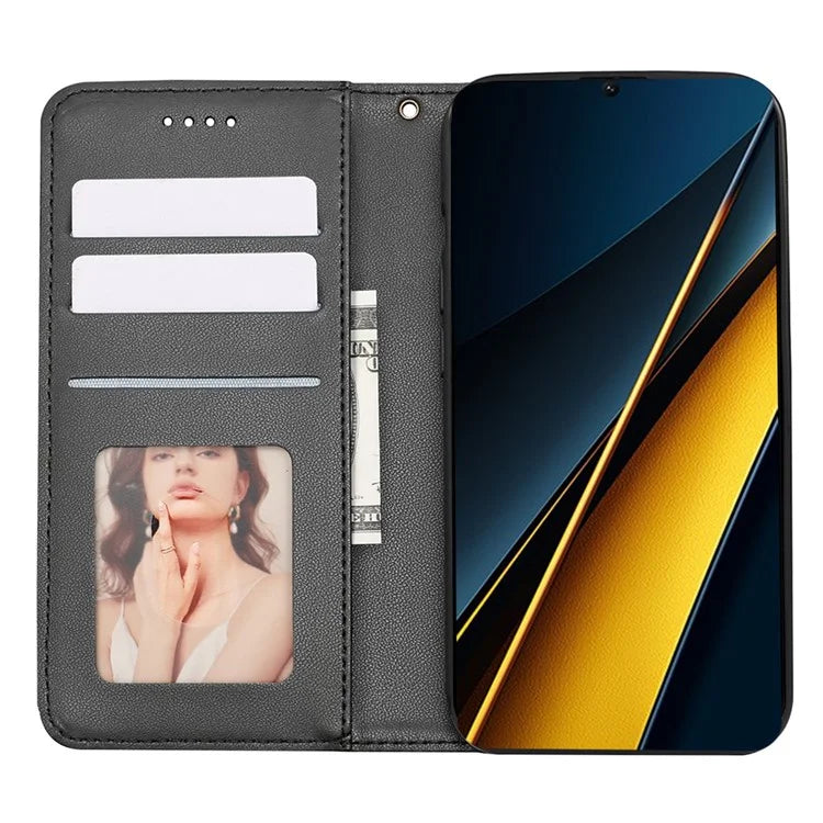 For Xiaomi Poco X6 Pro 5G / Redmi K70E 5G Wallet Phone Case Strong Magnetic Checkered Pattern Imprint Leather Flip Cover