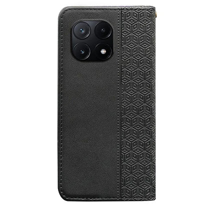 For Xiaomi Poco X6 Pro 5G / Redmi K70E 5G Wallet Phone Case Strong Magnetic Checkered Pattern Imprint Leather Flip Cover