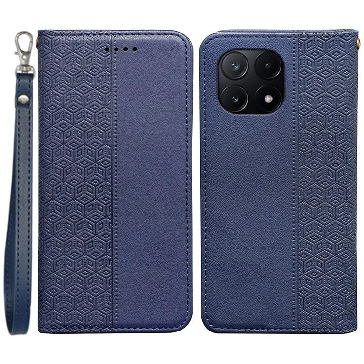 For Xiaomi Poco X6 Pro 5G / Redmi K70E 5G Wallet Phone Case Strong Magnetic Checkered Pattern Imprint Leather Flip Cover