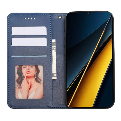 For Xiaomi Poco X6 Pro 5G / Redmi K70E 5G Wallet Phone Case Strong Magnetic Checkered Pattern Imprint Leather Flip Cover
