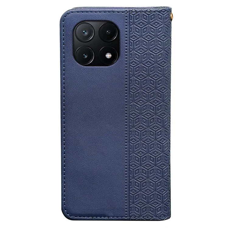 For Xiaomi Poco X6 Pro 5G / Redmi K70E 5G Wallet Phone Case Strong Magnetic Checkered Pattern Imprint Leather Flip Cover