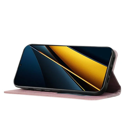 For Xiaomi Poco X6 Pro 5G / Redmi K70E 5G Wallet Phone Case Strong Magnetic Checkered Pattern Imprint Leather Flip Cover