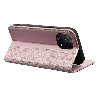 For Xiaomi Poco X6 Pro 5G / Redmi K70E 5G Wallet Phone Case Strong Magnetic Checkered Pattern Imprint Leather Flip Cover