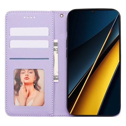 For Xiaomi Poco X6 Pro 5G / Redmi K70E 5G Wallet Phone Case Strong Magnetic Checkered Pattern Imprint Leather Flip Cover