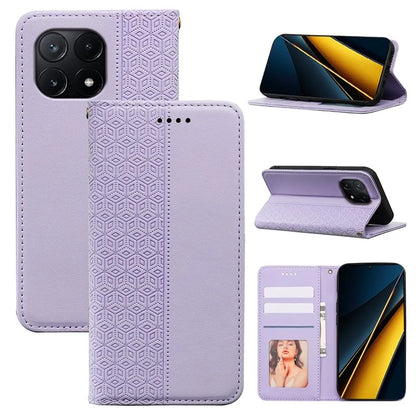 For Xiaomi Poco X6 Pro 5G / Redmi K70E 5G Wallet Phone Case Strong Magnetic Checkered Pattern Imprint Leather Flip Cover