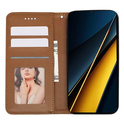 For Xiaomi Poco X6 Pro 5G / Redmi K70E 5G Wallet Phone Case Strong Magnetic Checkered Pattern Imprint Leather Flip Cover
