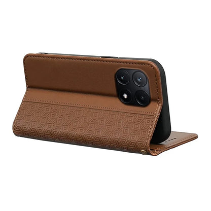 For Xiaomi Poco X6 Pro 5G / Redmi K70E 5G Wallet Phone Case Strong Magnetic Checkered Pattern Imprint Leather Flip Cover